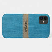 Coques Case-Mate iPhone Turquoise Gold Denim Jeans Fabric Nom Personnalisé (Dos (Horizontal))