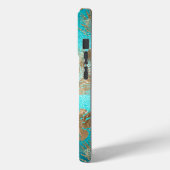 Coques Case-Mate iPhone Turquoise Gold Tropical Feuille (Verso / Gauche)