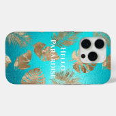 Coques Case-Mate iPhone Turquoise Gold Tropical Feuille (Verso (horizontal))
