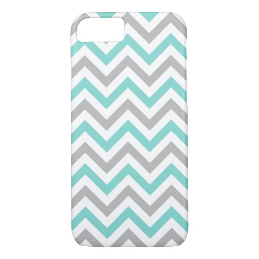 Coques Case-Mate iPhone Turquoise, Gray, Wht Large Chevron Zig Zag (Dos)