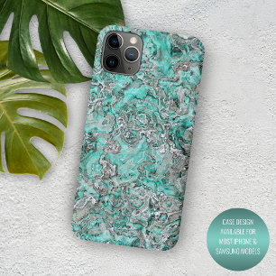Case-Mate iPhone Case Turquoise Gris Vert Menthe Minéraux Motif Agate
