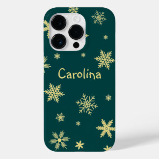 Coque Pour iPhone 14 Pro turquoise jaune d'hiver nom du motif
