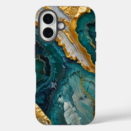 Coques Case-Mate iPhone Turquoise marbling (Verso)