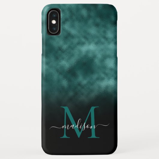 Coques Case-Mate iPhone Turquoise métallique bleu vert Monogramme Girly Sc (Dos)