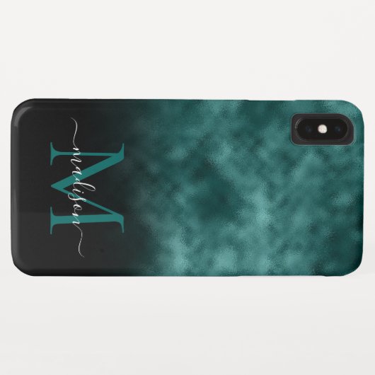 Coques Case-Mate iPhone Turquoise métallique bleu vert Monogramme Girly Sc (Dos (Horizontal))