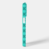 Coques Case-Mate iPhone Turquoise Moderne Monogramme Nom Couleur Unie | Sa (Verso / Droite)