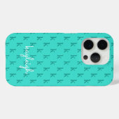 Coques Case-Mate iPhone Turquoise Moderne Monogramme Nom Couleur Unie | Sa (Verso (horizontal))