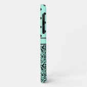 Coques Case-Mate iPhone Turquoise Monogramme Damask Pois Motif (Dos/Gauche)