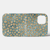 Coques Case-Mate iPhone Turquoise or bleu vert brillant Empreinte de léopa (Verso (horizontal))