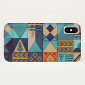 Coques Case-Mate iPhone Turquoise & Orange Patchwork (Dos (Horizontal))