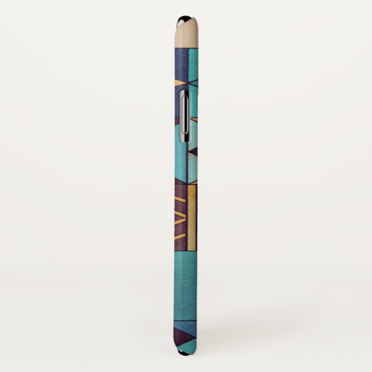 Coques Case-Mate iPhone Turquoise & Orange Patchwork (Dos/Droite)