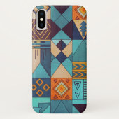 Coques Case-Mate iPhone Turquoise & Orange Patchwork (Dos)