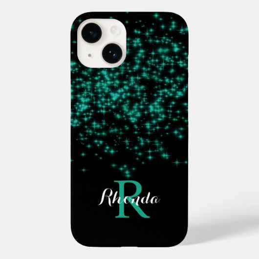 Coques Case-Mate iPhone Turquoise Parkling Ombre Parties scintillant Star (Verso)