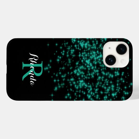 Coques Case-Mate iPhone Turquoise Parkling Ombre Parties scintillant Star (Verso (horizontal))