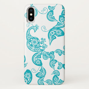 Coque Case-Mate Pour iPhone Turquoise Peacock Floral Paisley Élégant