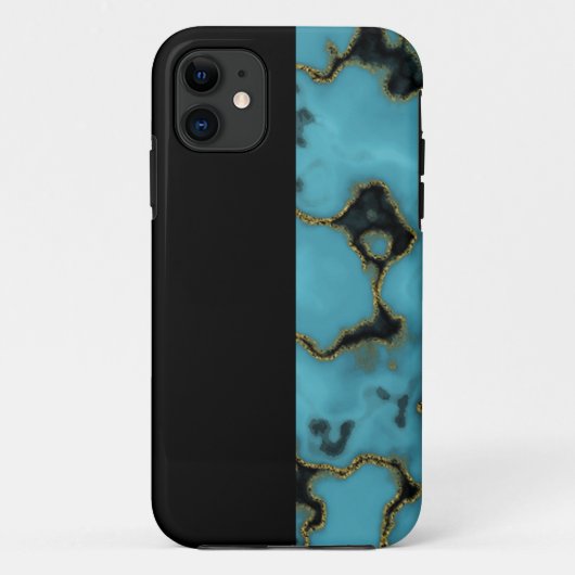 Coques Case-Mate iPhone Turquoise Pierre or et noir (Dos)