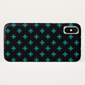 Coques Case-Mate iPhone Turquoise polka croise sur noir (Dos (Horizontal))