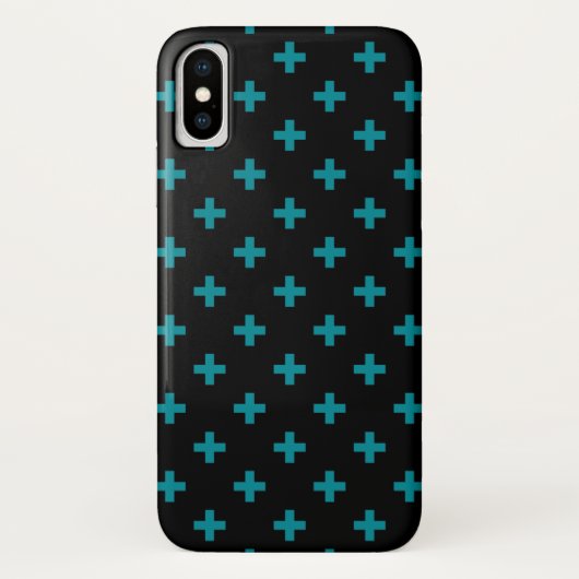 Coques Case-Mate iPhone Turquoise polka croise sur noir (Dos)