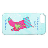Coques Case-Mate iPhone Turquoise Rose Kick Up Talons Christmas Boot Name (Dos (Horizontal))