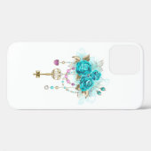 Coques Case-Mate iPhone Turquoise Roses with Keys (Verso (horizontal))