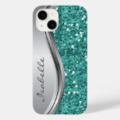 Coques Case-Mate iPhone Turquoise Silver Sparkle Glam Bling Métal personna (Verso)