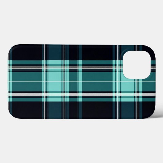 Coques Case-Mate iPhone Turquoise Tartan Chic (Verso (horizontal))