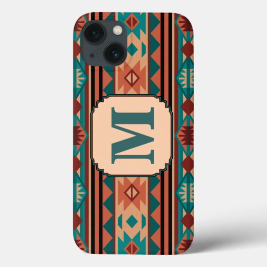 Coques Case-Mate iPhone Turquoise Terracotta Monogram (Verso)