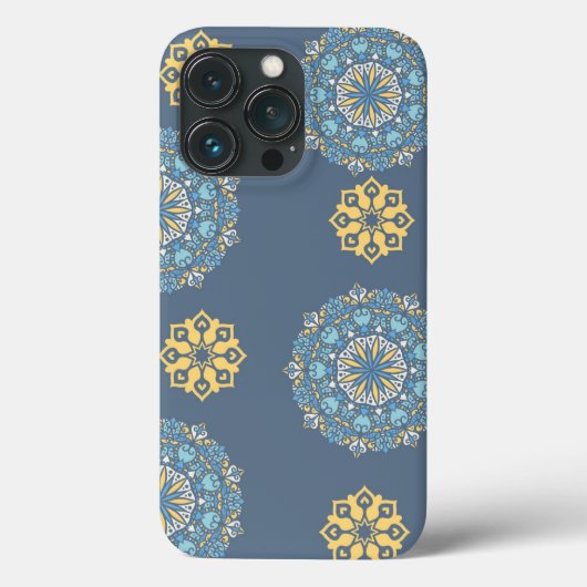 Coques Case-Mate iPhone Turquoise Turquoise bleu et jaune Mandala Art Moti (Verso)