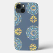 Coques Case-Mate iPhone Turquoise Turquoise bleu et jaune Mandala Art Moti (Verso)