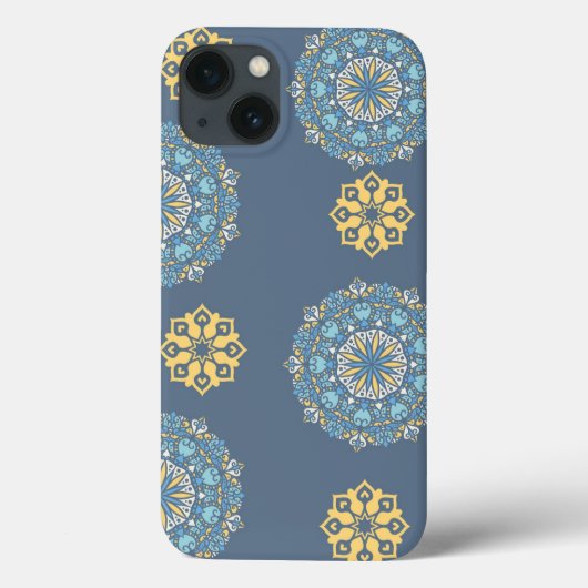 Coques Case-Mate iPhone Turquoise Turquoise bleu et jaune Mandala Art Moti (Verso)