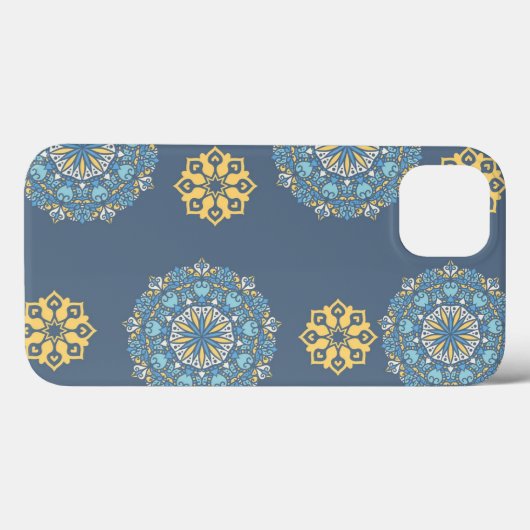 Coques Case-Mate iPhone Turquoise Turquoise bleu et jaune Mandala Art Moti (Verso (horizontal))
