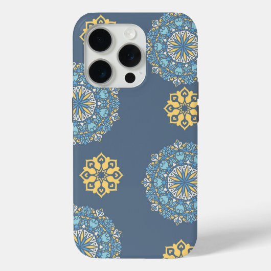 Coques Case-Mate iPhone Turquoise Turquoise bleu et jaune Mandala Art Moti (Verso)