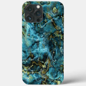 Coques Case-Mate iPhone Turquoise Turquoise Faux Gold Minerals Agate Motif (Verso)