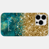 Coques Case-Mate iPhone Turquoise Turquoise Glittery Gold Glam Personnalis (Verso (horizontal))
