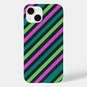 Coque Pour iPhone 14 Turquoise, Vert citron, Parties scintillant rose c