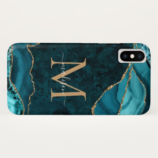 Coques Case-Mate iPhone Turquoise Vert Parties scintillant or Agate Gemsto (Dos (Horizontal))