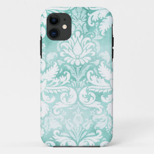 Etui iPhone Case-Mate Turquoise vintage et blanc de damassé de