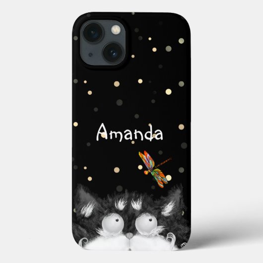 Coques Case-Mate iPhone Tuxedo Cat surpris par la libellule (Verso)