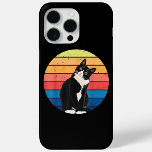 Coque iPhone 15 Pro Max Tuxedo Chat Cadeau Couleurs rétro pour Amoureux de