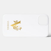 Coques Case-Mate iPhone Typographie Blanche Et Or Nom Du Monogramme (Verso (horizontal))