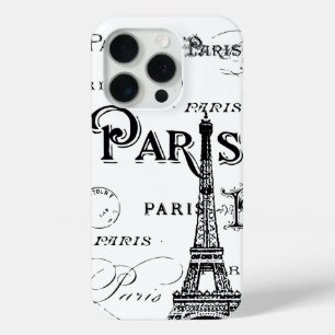 Coque iPhone 15 Pro Typographie Calligraphie Paris France Tour Eiffel