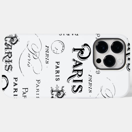 Coques Case-Mate iPhone Typographie Calligraphie Paris France Tour Eiffel (Verso (horizontal))