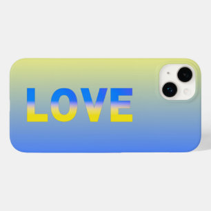 Coque Pour iPhone 14 Plus Typographie d'AMOUR Jaune Bleu Ukraine La paix ins
