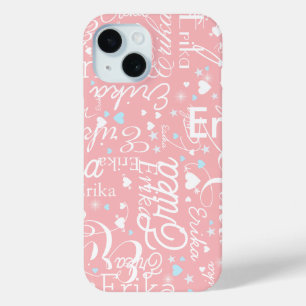 Coque Pour iPhone 15 Typographie de la calligraphie de la fille rose No
