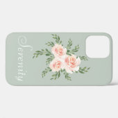 Coques Case-Mate iPhone Typographie de l'aquarelle verte (Verso (horizontal))
