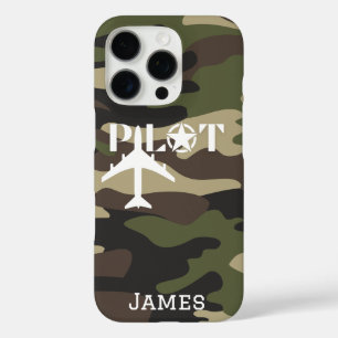 Coques iPhone 16 Pro Typographie de pilote et avion minimaliste personn