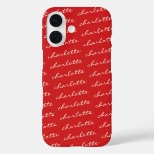 Coques iPhone 16 Typographie de script de Motif de nom personnalisé