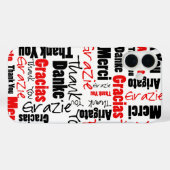 Coques Case-Mate iPhone Typographie du Merci multilingue noir et rouge (Verso (horizontal))