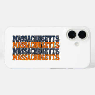 Coques iPhone 16 Typographie Empilée Vintage Distressed Massachuset