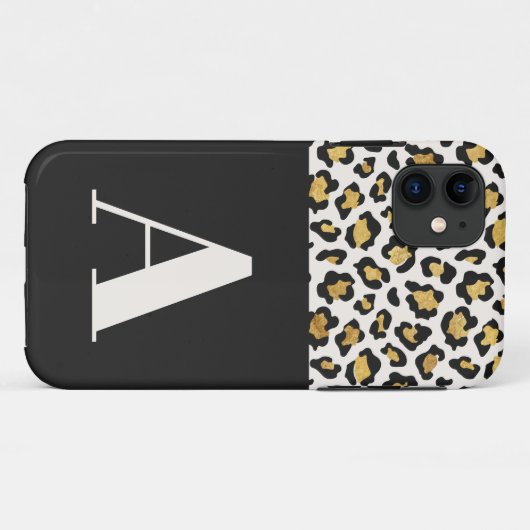 Coques Case-Mate iPhone typographie Empreinte de léopard initiale audacieu (Dos (Horizontal))